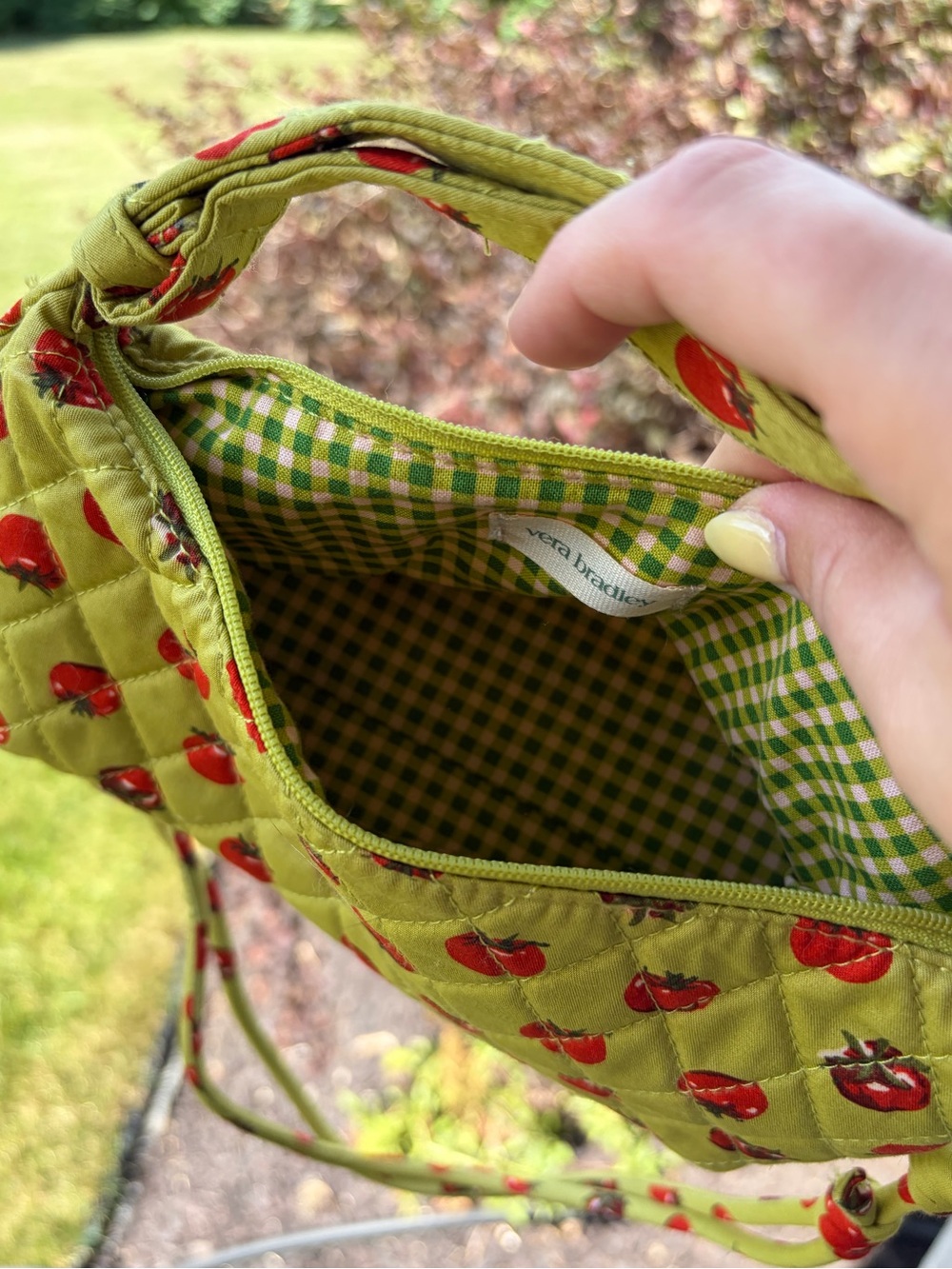 Vera Bradley tomato green red crossbody shoulder bag quilted purse - Picture 2 of 5